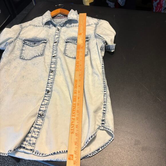 Calvin Klein Men's Short Sleeve Spray Can Indigo Button Down Shirt Size Small S - Picture 3 of 8